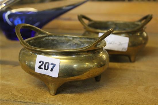 Pair of bronze censers